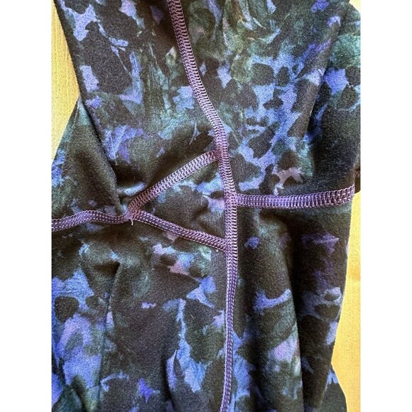 LULULEMON Wunder Under Crop Leggings Full-On Luon Purple Iris Floral Black Sz 4 - Picture 10 of 11